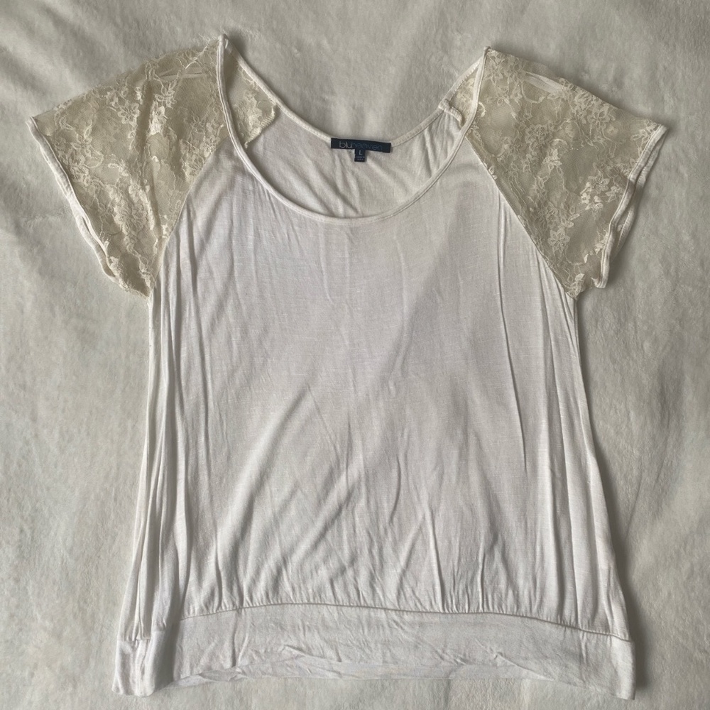 Bluheaven Cream Lace Sleeve Top
